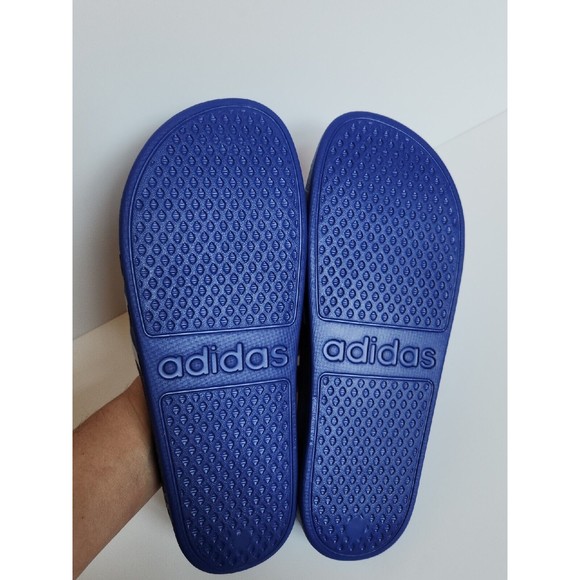 adidas Adilette Aqua Slides Sandals Mens 10 Womens 11 Blue Stripes NEW main image 6